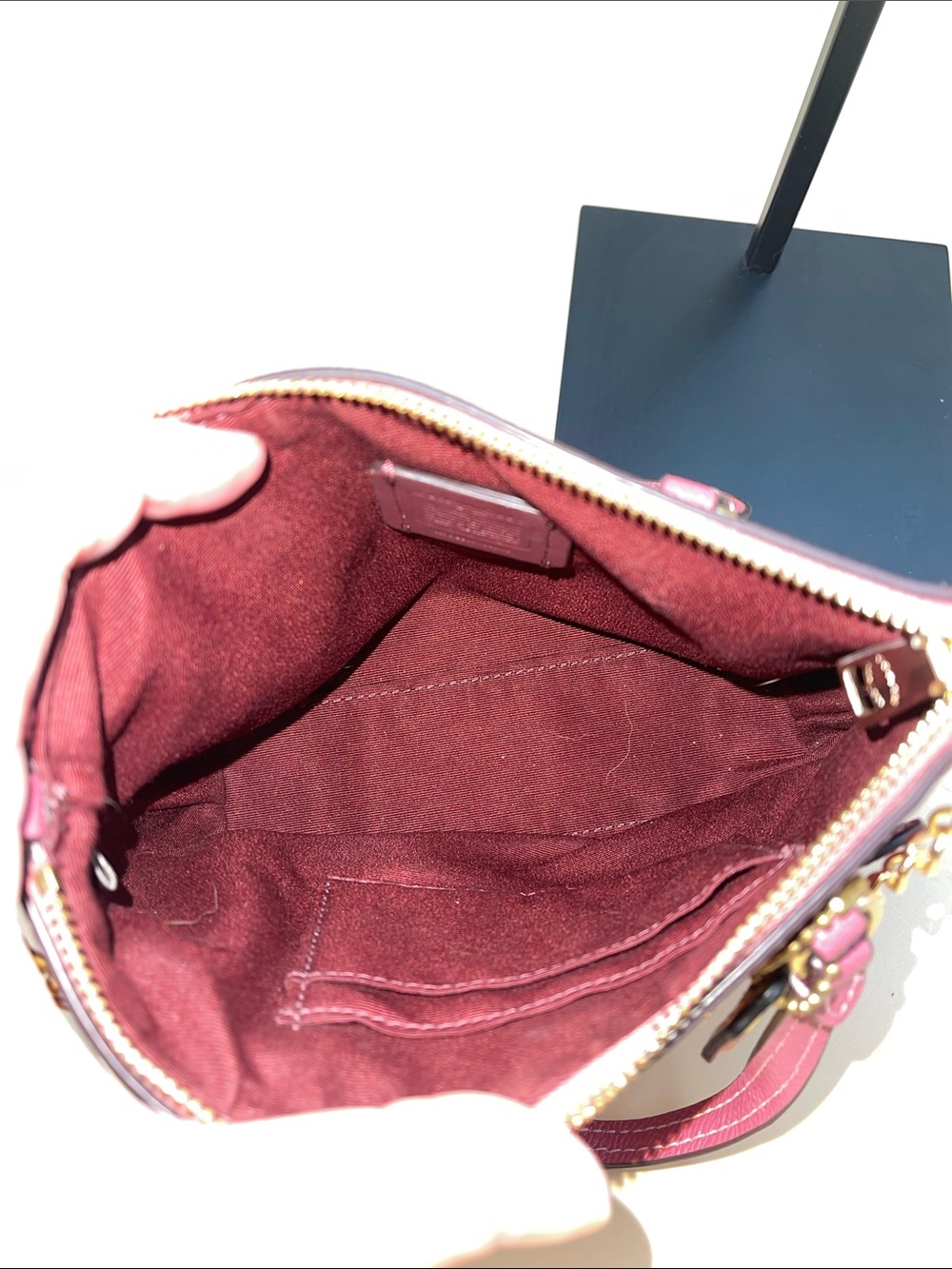 Coach Magenta Leather Mini Satchel with Gold Charm Chain - Picture 4 of 7